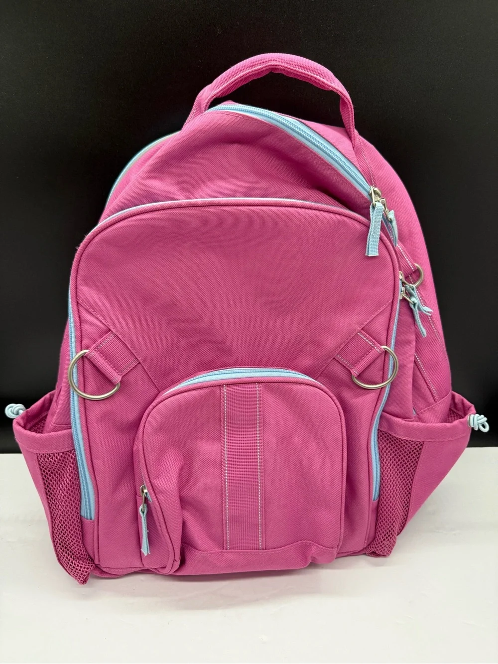 Pottery Barn Kids Pink Backpack with Light Blue Trim- Like New